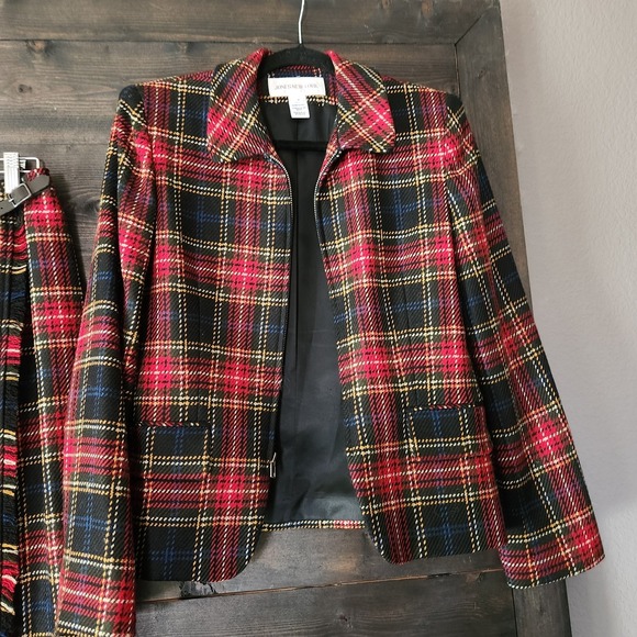 Jones New York Skirt Suit‎ Set Womens 6/8 Tartan Plaid Blazer Jacket Maxi Skirt - Picture 2 of 16